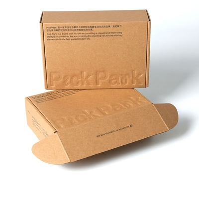 CMYK Brown Kraft Paper Box Clothing Mailer التعبئة والتغليف الشحن مع النص المنسوج